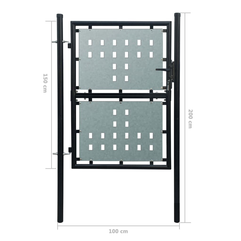 vidaXL Yksiovinen Aitaportti musta 100 x 200 cm hinta ja tiedot | Aidat ja tarvikkeet | hobbyhall.fi