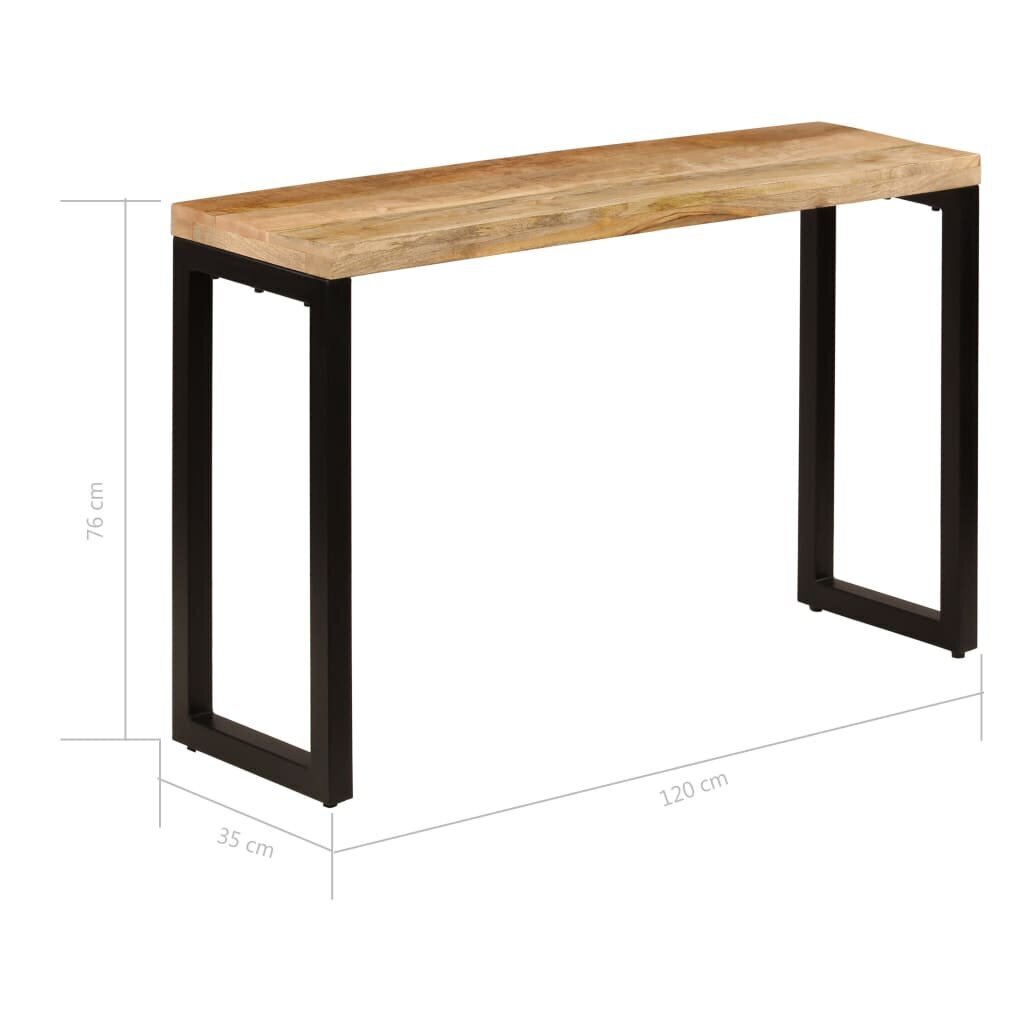 vidaXL Sivupöytä 120x35x76 cm täysi mangopuu ja teräs hinta ja tiedot | Sivupöydät | hobbyhall.fi