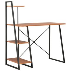 vidaXL Työpöytä hyllyillä musta ja ruskea 102x50x117 cm hinta ja tiedot | Tietokonepöydät ja työpöydät | hobbyhall.fi