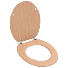 vidaXL WC-istuin 2 kpl hard-close kansilla MDF bambukuosi hinta ja tiedot | WC-istuimen lisätarvikkeet | hobbyhall.fi