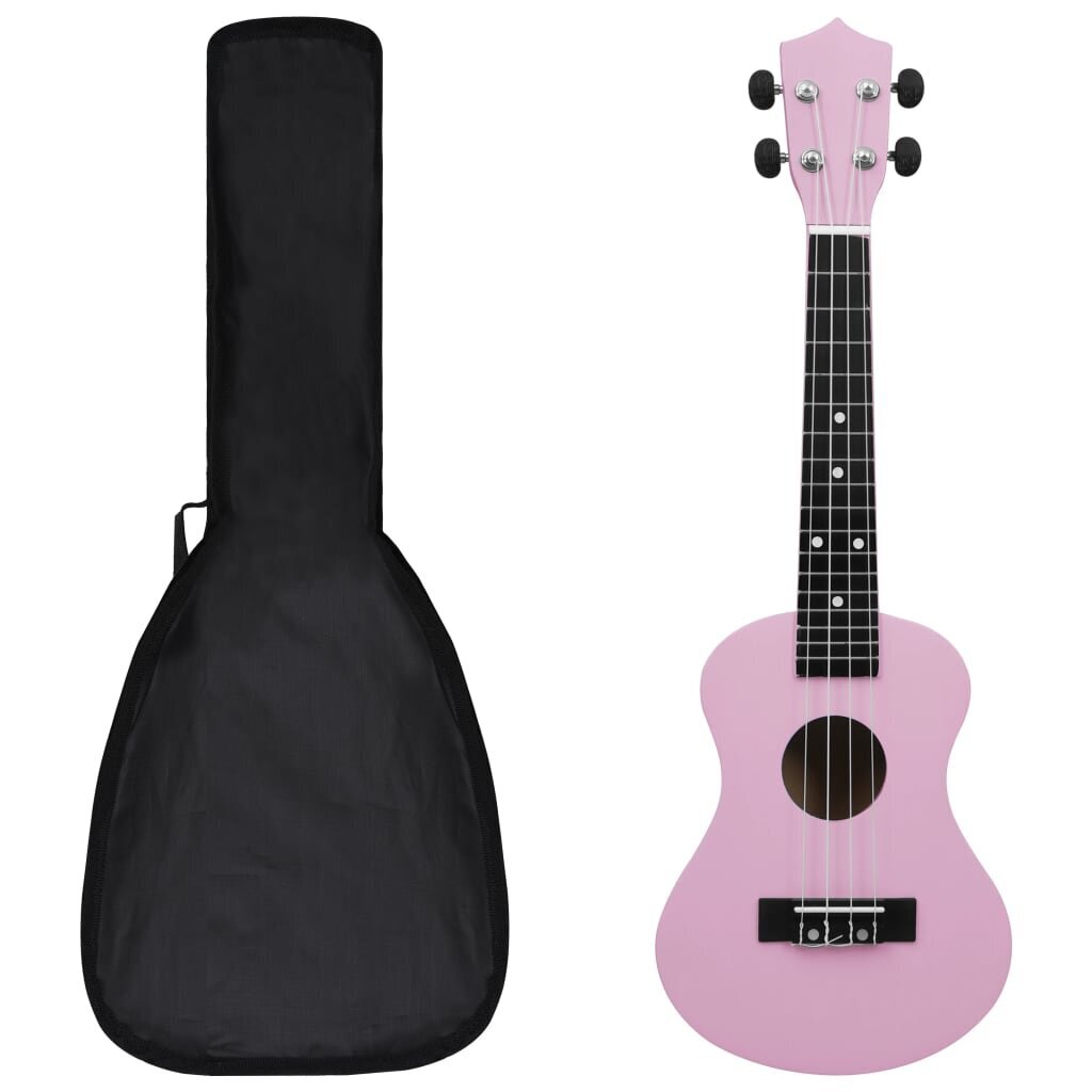 vidaXL Sopraano ukulelesarja laukulla lapsille vaaleanpunainen 23" hinta ja tiedot | Kitarat | hobbyhall.fi