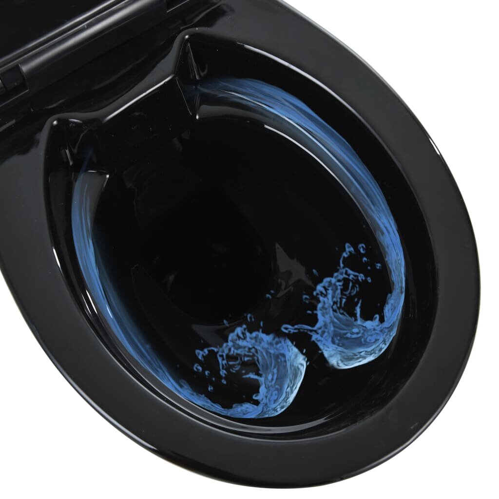 vidaXL Korkea reunaton WC Soft Close 7 cm korkeampi keraaminen musta hinta ja tiedot | WC-istuimet | hobbyhall.fi