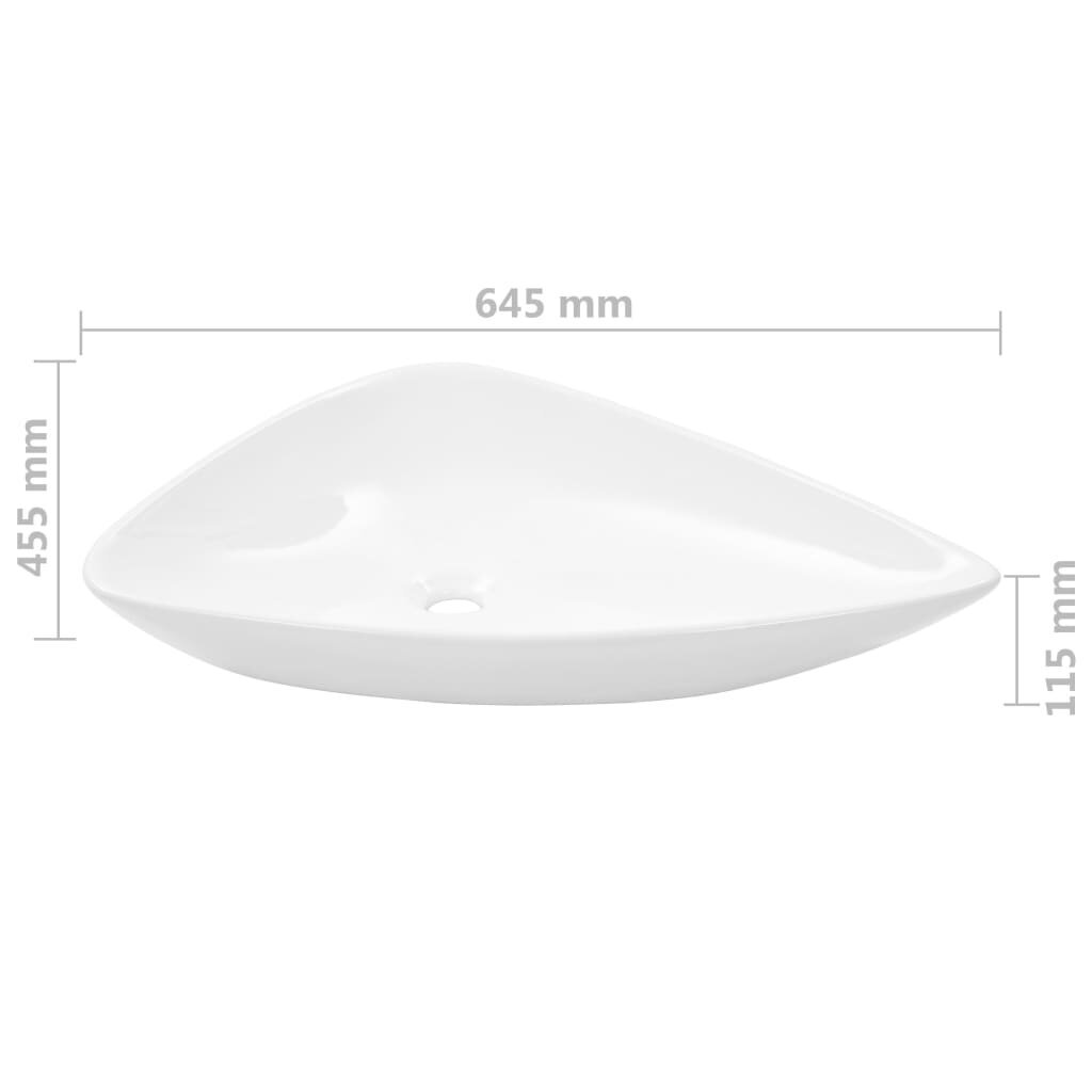vidaXL Pesuallas keraaminen kolmionmuotoinen 41x30x12 cm valkoinen hinta ja tiedot | Pesualtaat | hobbyhall.fi