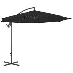 vidaXL Riippuva aurinkovarjo teräspylväällä 300 cm musta hinta ja tiedot | Aurinkovarjot ja markiisit | hobbyhall.fi