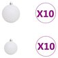 vidaXL 120-osainen Joulupallosetti latvalla 300 LED-valoa valk./harmaa hinta ja tiedot | Joulukuusen koristeet | hobbyhall.fi