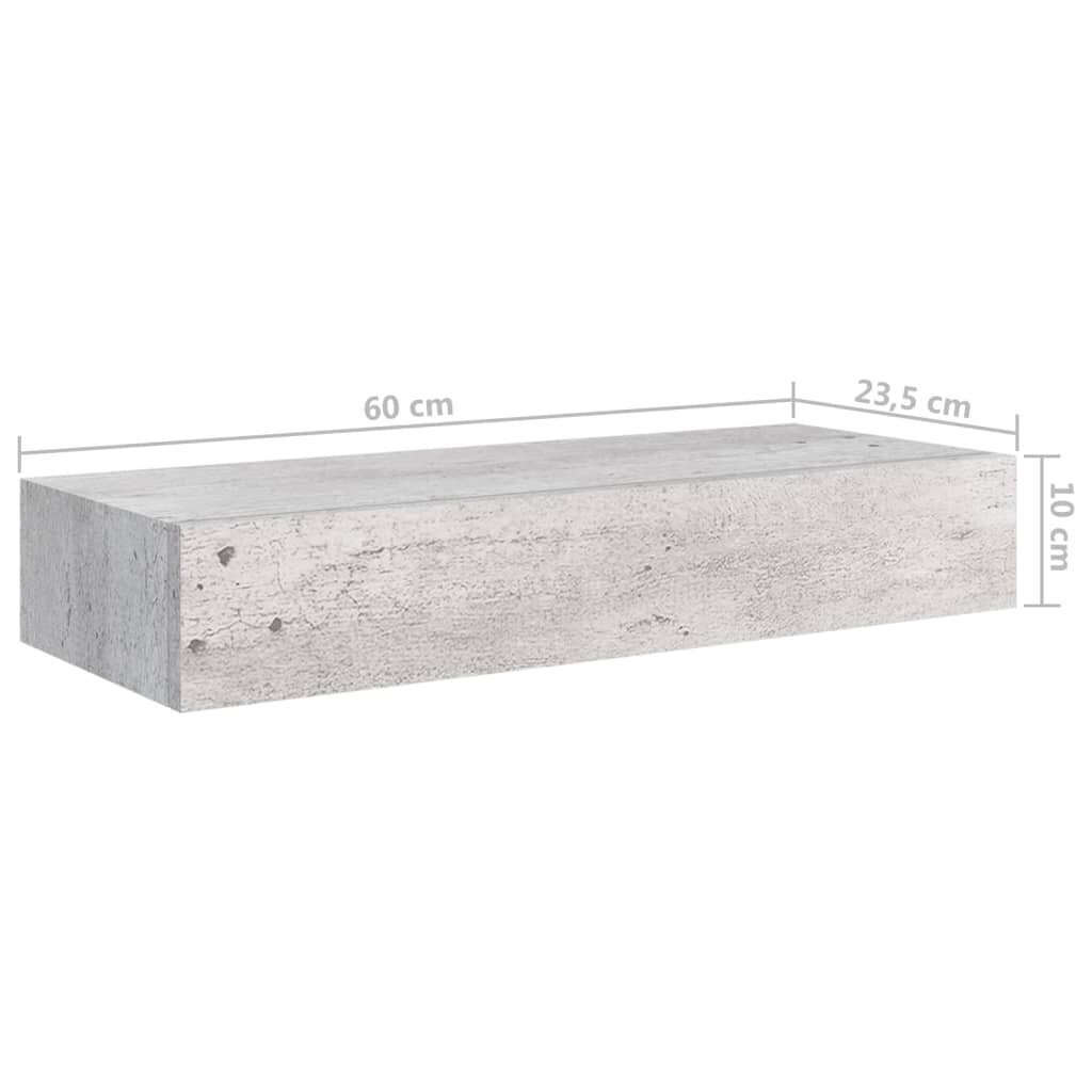 vidaXL Seinälaatikkohylly betoninharmaa 60x23,5x10 cm MDF hinta ja tiedot | Hyllyt | hobbyhall.fi