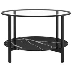 vidaXL Teepöytä musta ja musta marmori 70 cm karkaistu lasi hinta ja tiedot | Sohvapöydät | hobbyhall.fi
