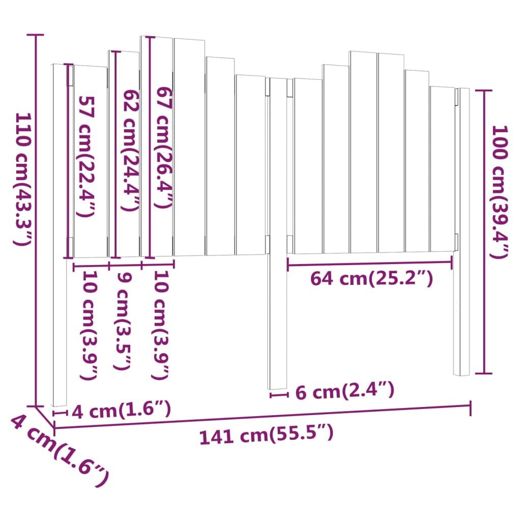 vidaXL Sängynpääty 141x4x110 cm täysi mänty hinta ja tiedot | Sängyt | hobbyhall.fi