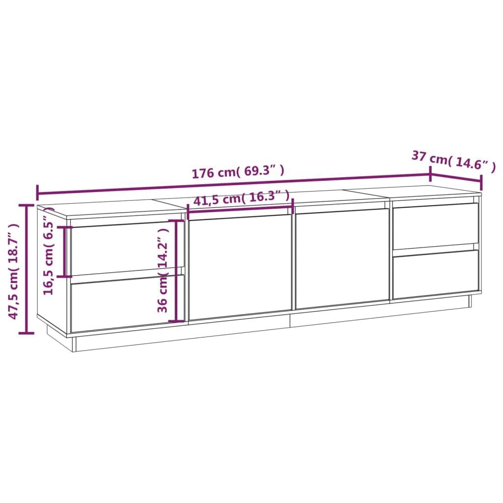 vidaXL TV-taso hunajanruskea 176x37x47,5 cm täysi mänty hinta ja tiedot | TV-tasot | hobbyhall.fi