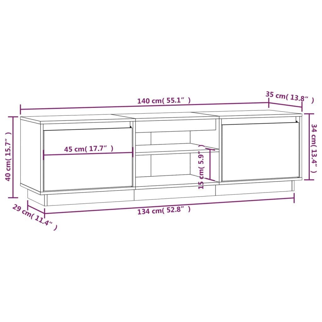 vidaXL TV-taso hunajanruskea 140x35x40 cm täysi mänty hinta ja tiedot | TV-tasot | hobbyhall.fi