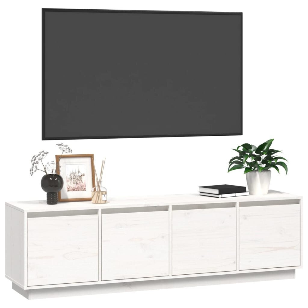 vidaXL TV-taso valkoinen 156x37x45 cm täysi mänty hinta ja tiedot | TV-tasot | hobbyhall.fi