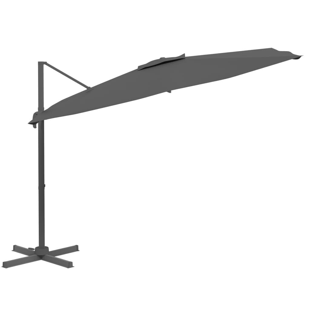 vidaXL Riippuva aurinkovarjo alumiinipylväällä antrasiitti 300x300 cm hinta ja tiedot | Aurinkovarjot ja markiisit | hobbyhall.fi