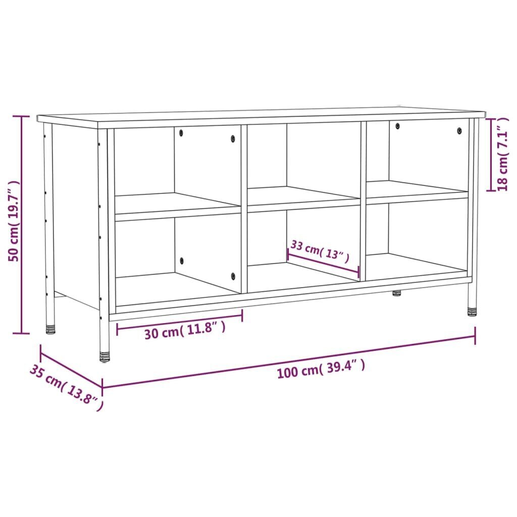 vidaXL Kenkäkaappi ruskea tammi 100x35x50 cm tekninen puu hinta ja tiedot | Kenkäkaapit ja -hyllyt | hobbyhall.fi