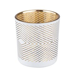 Lasinen kynttilänjalka valkoinen kultaisella sisustalla 7x8 cm hinta ja tiedot | Kynttilät ja kynttilänjalat | hobbyhall.fi
