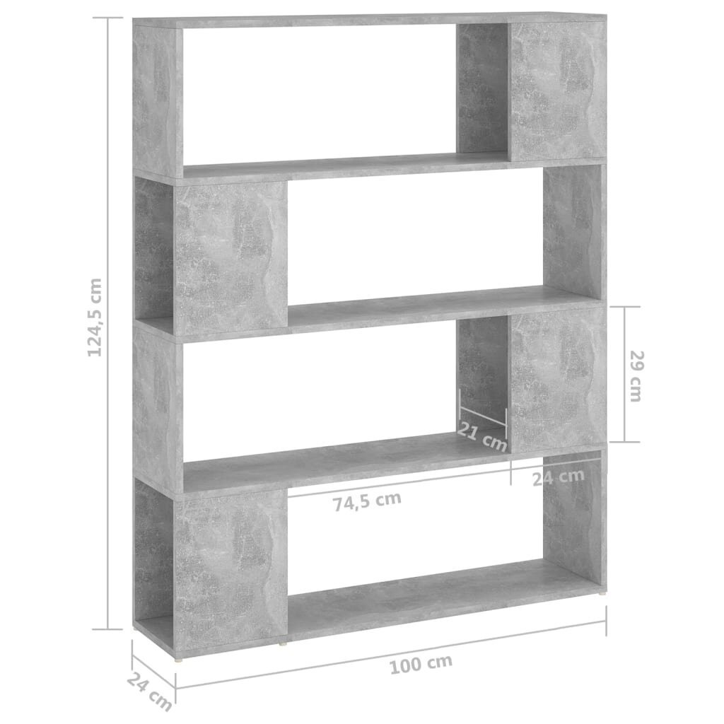 vidaXL Kirjahylly/tilanjakaja betoninharmaa 100x24x124 cm hinta ja tiedot | Hyllyt | hobbyhall.fi