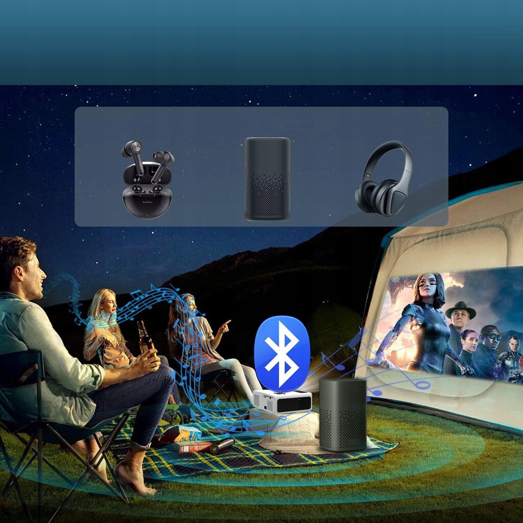 LED-projektori WiFi Android TV FULL HD 4K 24000lm 800 ansi Autofokus hinta ja tiedot | Projektorit | hobbyhall.fi