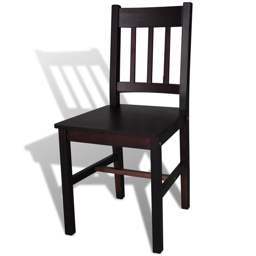 vidaXL Ruokapöydän tuolit 6 kpl tummanruskea mänty hinta ja tiedot | Ruokapöydän tuolit | hobbyhall.fi