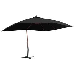 vidaXL Riippuva aurinkovarjo puurunko 400x300 cm musta hinta ja tiedot | Aurinkovarjot ja markiisit | hobbyhall.fi