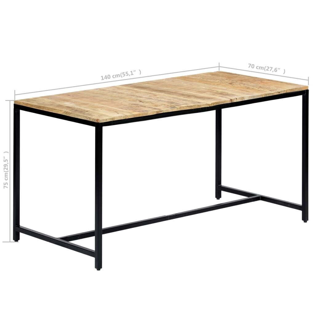 vidaXL Ruokapöytä 140x70x75 cm karkea mangopuu hinta ja tiedot | Ruokapöydät | hobbyhall.fi