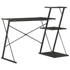 vidaXL Työpöytä hyllyllä musta 116x50x93 cm hinta ja tiedot | Tietokonepöydät ja työpöydät | hobbyhall.fi