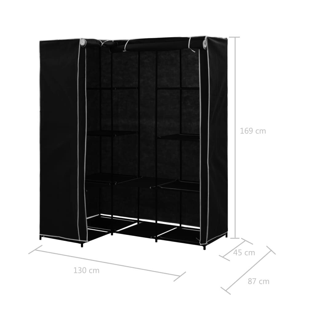 vidaXL Kulmavaatekaappi musta 130x87x169 cm hinta ja tiedot | Kaapit | hobbyhall.fi