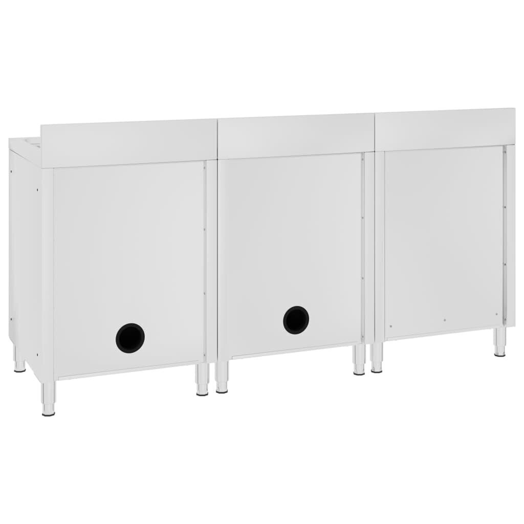 vidaXL Kaupallinen tiskiallaskaappi 180x60x96 cm ruostumaton teräs hinta ja tiedot | Keittiön kaapit | hobbyhall.fi