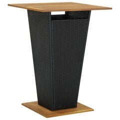 vidaXL Baaripöytä musta 80x80x110 cm polyrottinki ja täysi akaasiapuu hinta ja tiedot | Puutarhapöydät | hobbyhall.fi