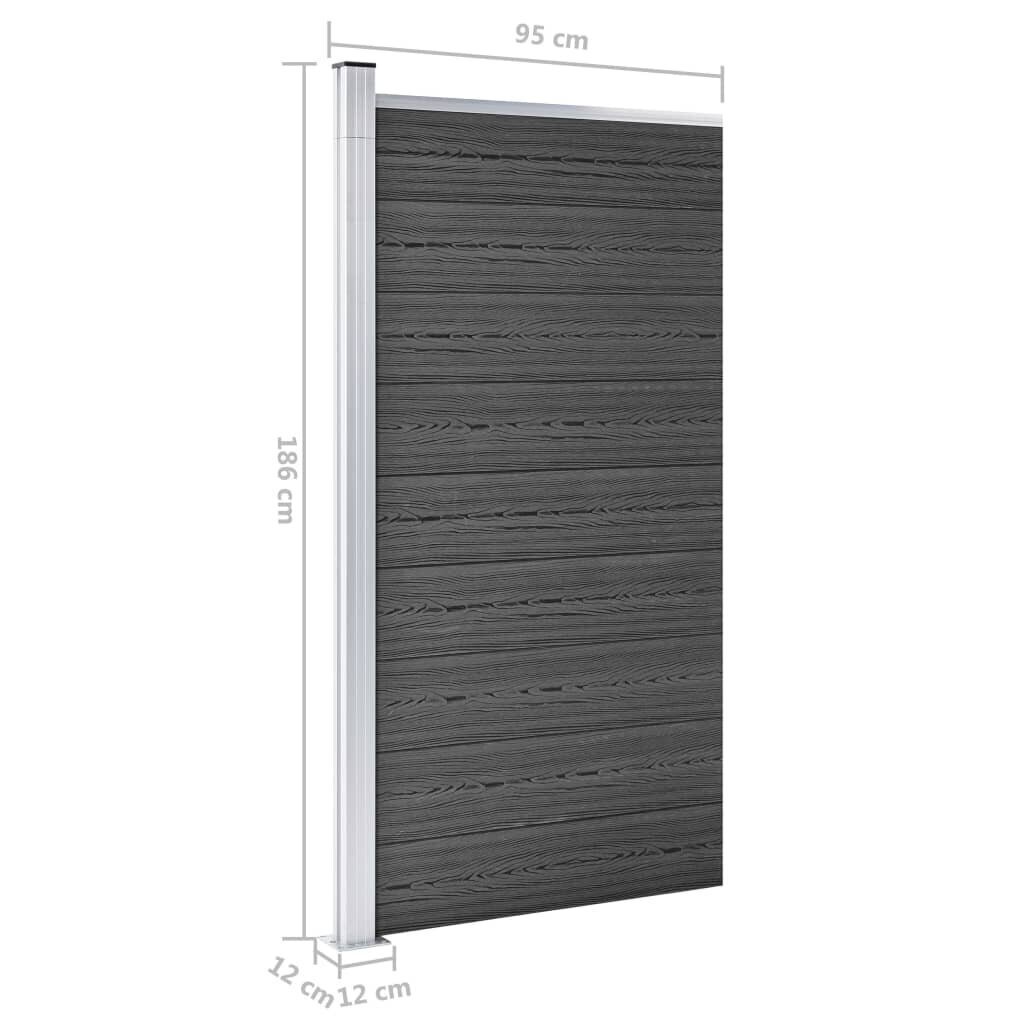 vidaXL Aitapaneeli WPC 95x186 cm musta hinta ja tiedot | Aidat ja tarvikkeet | hobbyhall.fi