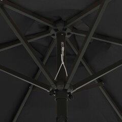 vidaXL Aurinkovarjo LED-valolla musta 200x211 cm alumiini hinta ja tiedot | Aurinkovarjot ja markiisit | hobbyhall.fi
