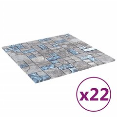 vidaXL Mosaiikkilaatat 22 kpl siniharmaa 30x30 cm lasi hinta ja tiedot | Seinälaatat | hobbyhall.fi