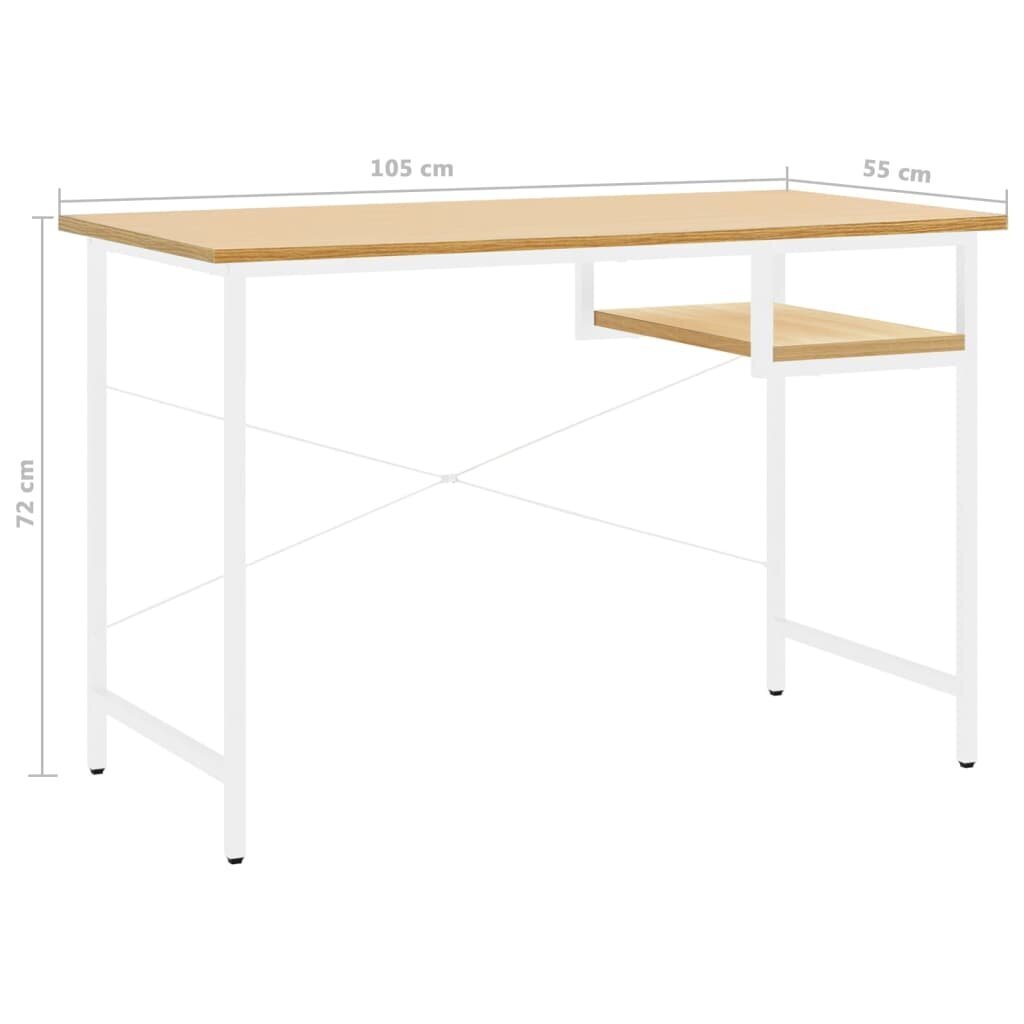 vidaXL Tietokonepöytä valk. ja vaalea tammi 105x55x72 cm MDF/metalli hinta ja tiedot | Tietokonepöydät ja työpöydät | hobbyhall.fi