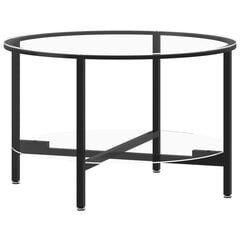vidaXL Teepöytä musta ja läpinäkyvä 70 cm karkaistu lasi hinta ja tiedot | Sohvapöydät | hobbyhall.fi