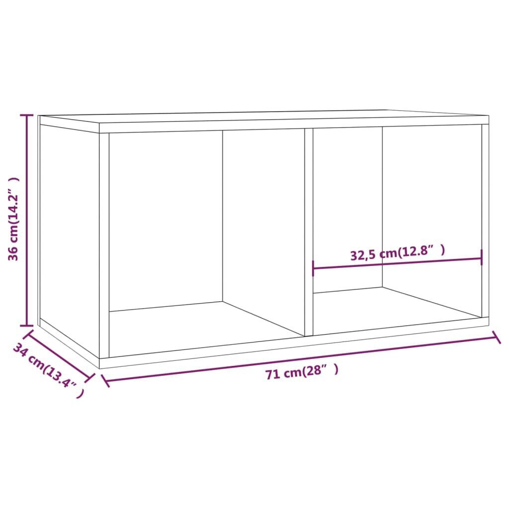 vidaXL Vinyylilevyjen säilytyslaatikko savutammi 71x34x36 cm puu hinta ja tiedot | Kaapit | hobbyhall.fi