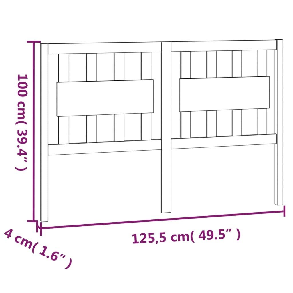 vidaXL Sängynpääty musta 125,5x4x100 cm täysi mänty hinta ja tiedot | Sängyt | hobbyhall.fi