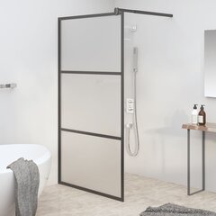 vidaXL Walk-in suihkuseinäke 115x195 cm huurrettu ESG-lasi musta hinta ja tiedot | Suihkuseinät ja -ovet | hobbyhall.fi