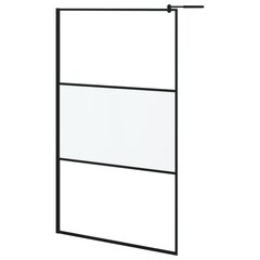 vidaXL Walk-in suihkuseinäke 115x195 cm huurrettu ESG-lasi musta hinta ja tiedot | Suihkuseinät ja -ovet | hobbyhall.fi