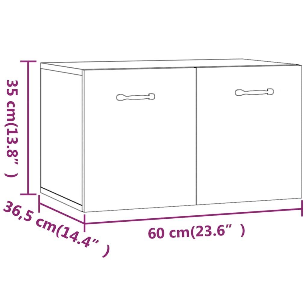 vidaXL Seinäkaappi musta 60x36,5x35 cm tekninen puu hinta ja tiedot | Olohuoneen kaapit ja lipastot | hobbyhall.fi