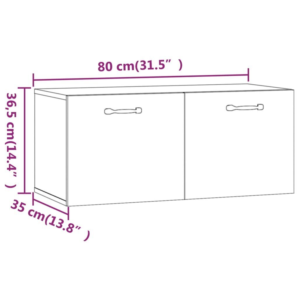 vidaXL Seinäkaappi savutammi 80x35x36,5 cm tekninen puu hinta ja tiedot | Olohuoneen kaapit ja lipastot | hobbyhall.fi