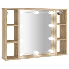 vidaXL Peilikaappi LED-valoilla Sonoma-tammi 76x15x55 cm hinta ja tiedot | Kylpyhuonekaapit | hobbyhall.fi