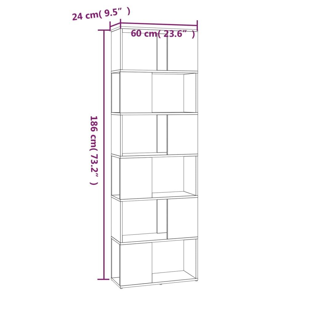 vidaXL Kirjahylly/tilanjakaja harmaa Sonoma 60x24x186 cm hinta ja tiedot | Olohuoneen kaapit ja lipastot | hobbyhall.fi