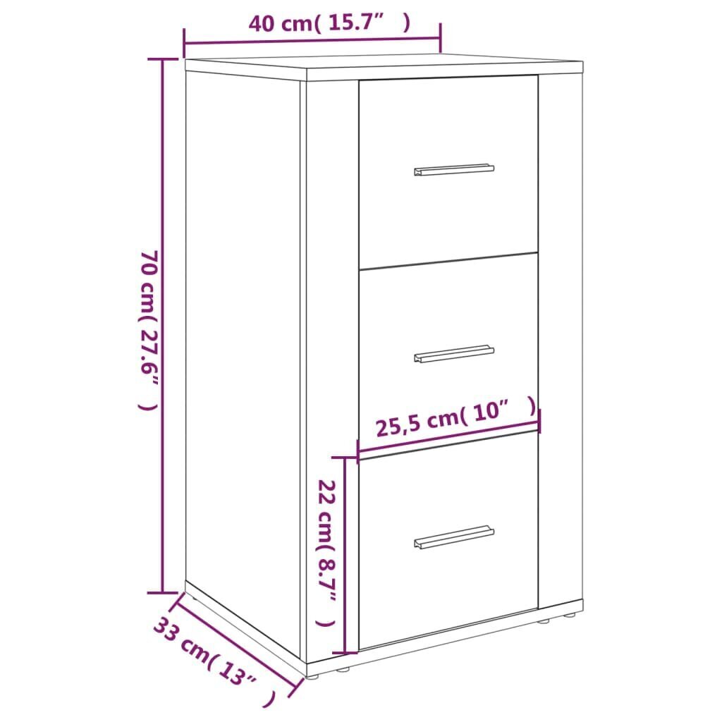 vidaXL Senkki harmaa Sonoma 40x33x70 cm tekninen puu hinta ja tiedot | Olohuoneen kaapit ja lipastot | hobbyhall.fi