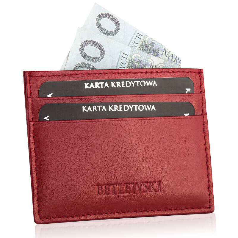 BETLEWSKI® nahkainen luottokorttikotelo (punainen) hinta ja tiedot | Miesten lompakot | hobbyhall.fi