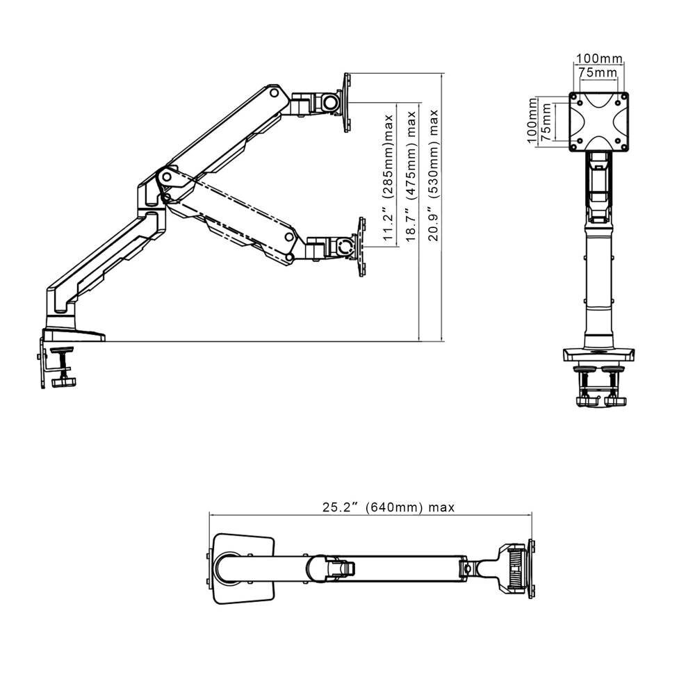 NB NP G60 27''-45'' (koko 10*10 asti, 16 kg asti) hinta ja tiedot | Näyttötelineet | hobbyhall.fi