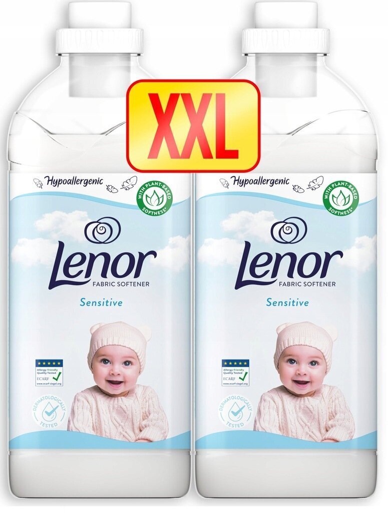 Lenor Sensitive pyykinpehmitin, 2x1,23 l hinta ja tiedot | Pyykinpesuaineet | hobbyhall.fi