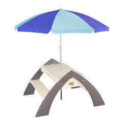 Puinen piknikpöytä, jossa on sateenvarjo sekä vesi- ja hiekkalaatikot, Delta Axi hinta ja tiedot | Lasten leikkimökit ja -teltat | hobbyhall.fi