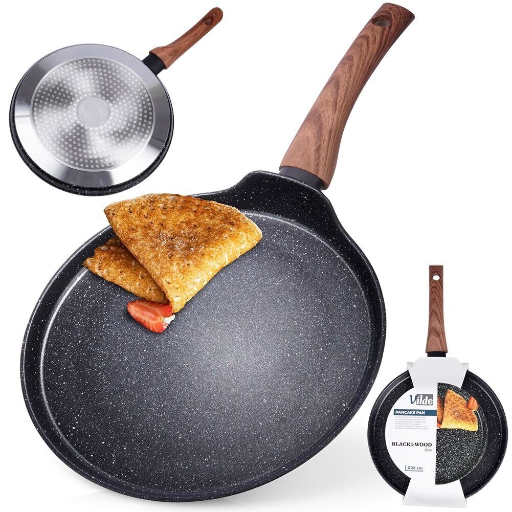 Graniittinen pannukakkupannu, musta&puu, 26 cm hinta ja tiedot | Paistinpannut | hobbyhall.fi