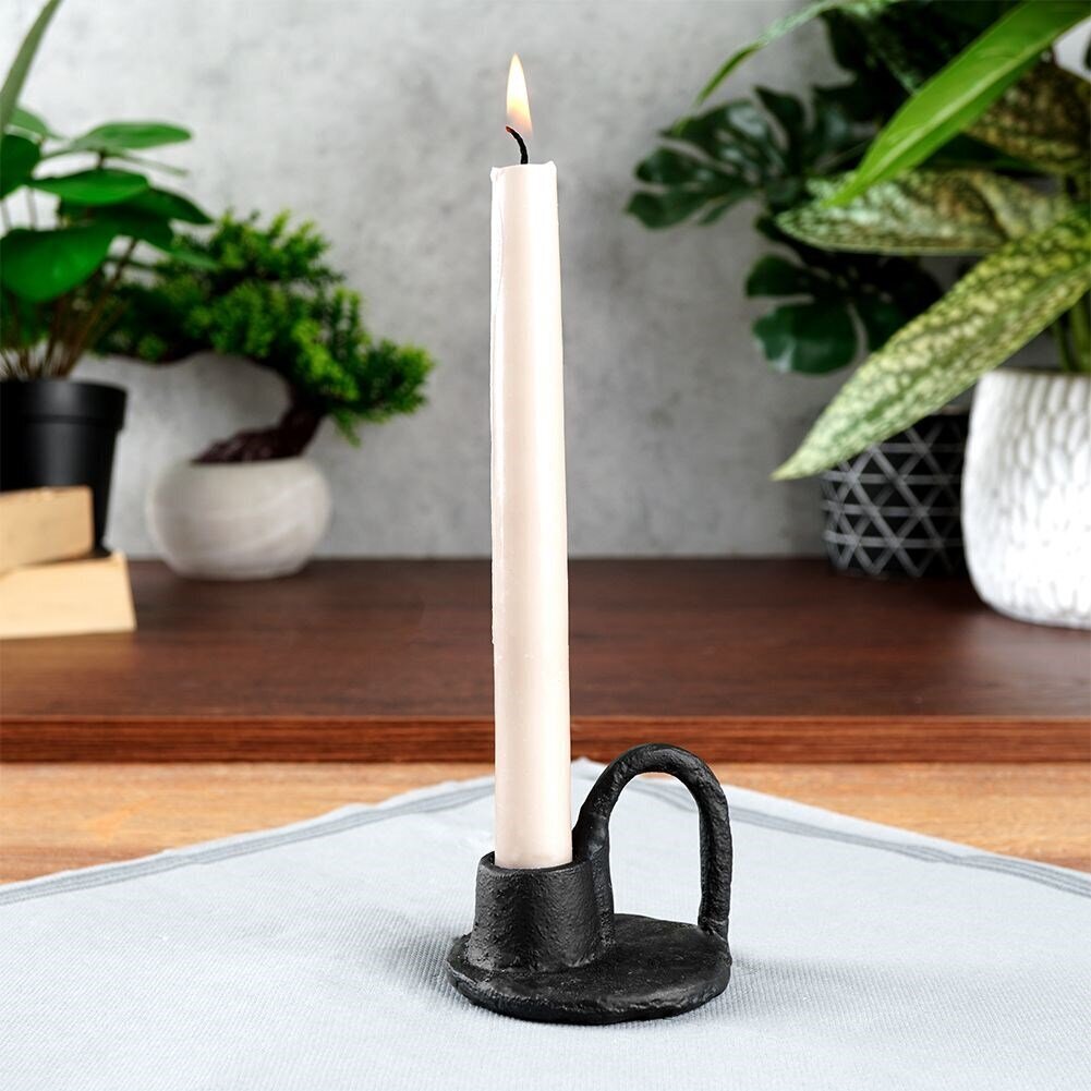 Pitkä alumiininen kynttilänpidike, musta 8x6,5 cm hinta ja tiedot | Kynttilät ja kynttilänjalat | hobbyhall.fi