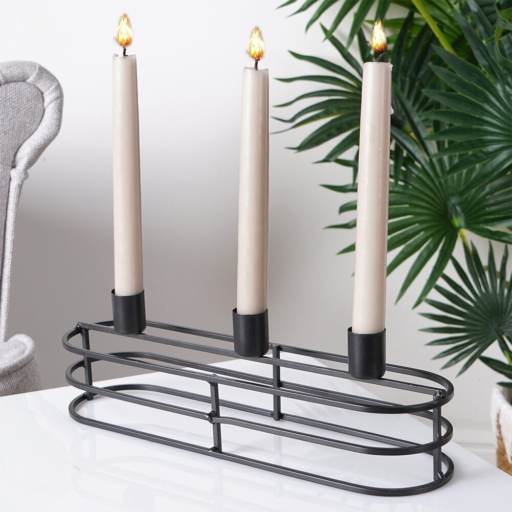 Musta metallinen kynttilänjalka 29,5x8,5x9,5 cm hinta ja tiedot | Kynttilät ja kynttilänjalat | hobbyhall.fi