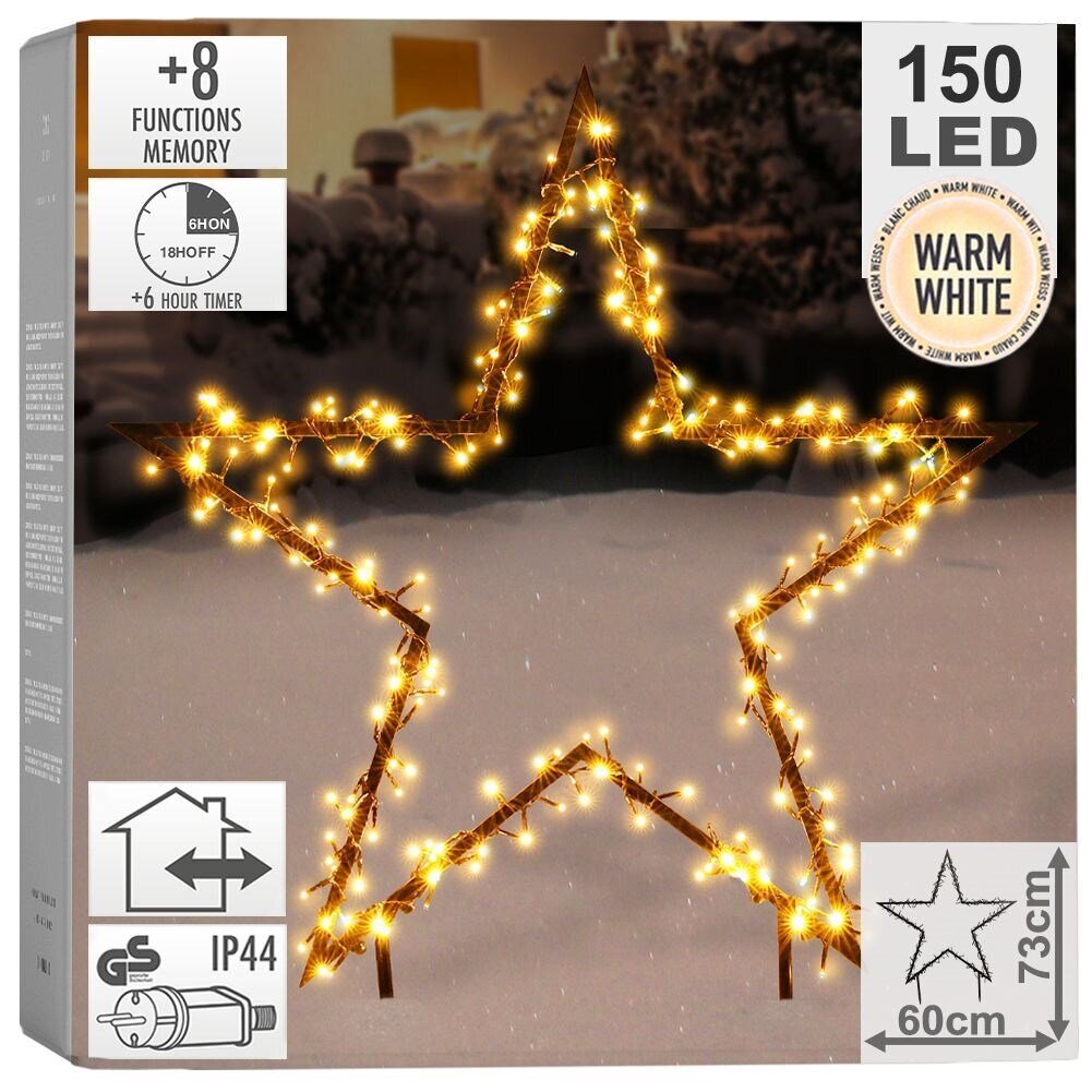 Valaistu metallitähti, 150 LED 60 cm hinta ja tiedot | Joulukoristeet | hobbyhall.fi