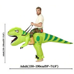 Karnevaalipuku dinosauri, Electronics LV-395, vihreä hinta ja tiedot | Naamiaisasut | hobbyhall.fi